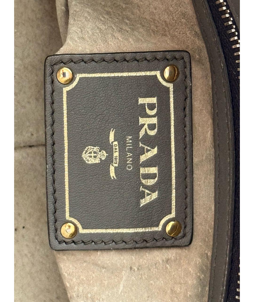 PRADA Антрацитовая кожаная сумка через плечо, фото 6