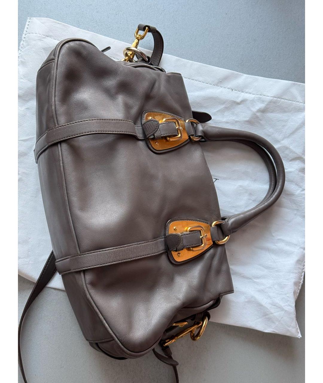 PRADA Антрацитовая кожаная сумка через плечо, фото 2