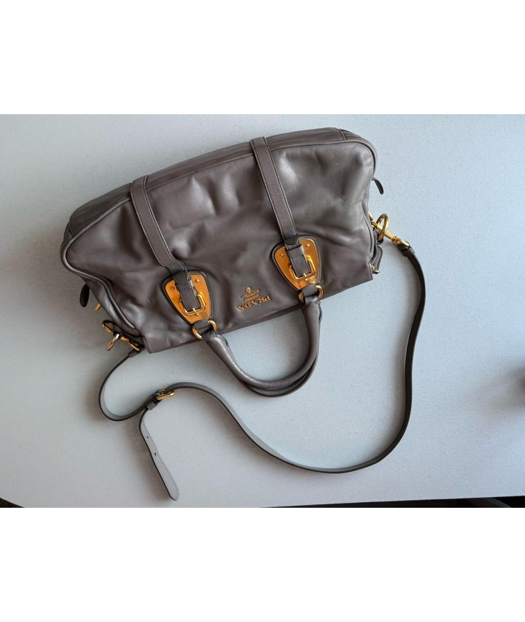 PRADA Антрацитовая кожаная сумка через плечо, фото 9