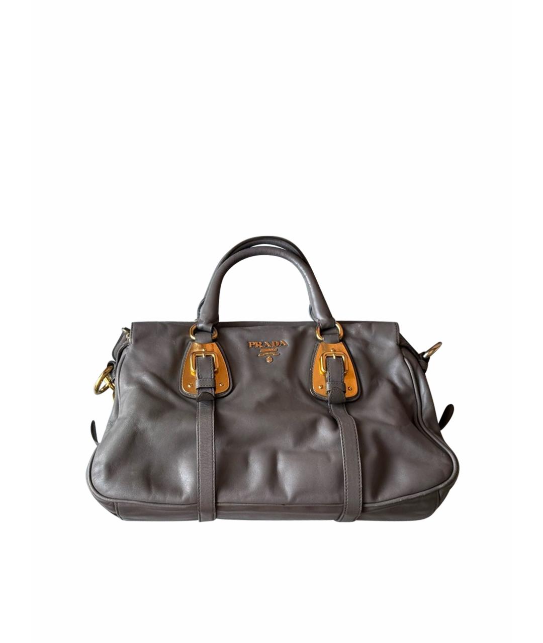 PRADA Антрацитовая кожаная сумка через плечо, фото 1