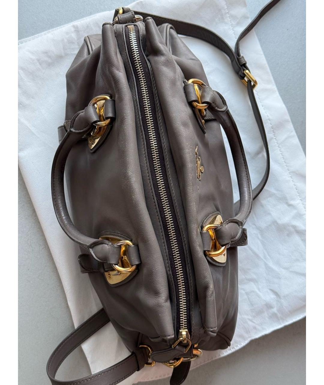 PRADA Антрацитовая кожаная сумка через плечо, фото 4