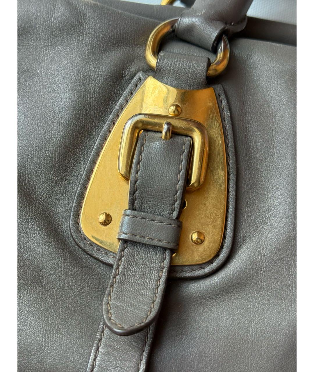 PRADA Антрацитовая кожаная сумка через плечо, фото 8
