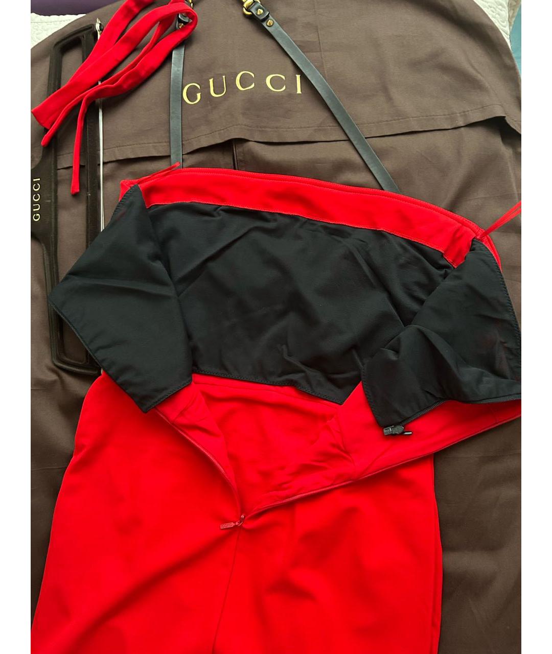 GUCCI Красное вискозное коктейльное платье, фото 4