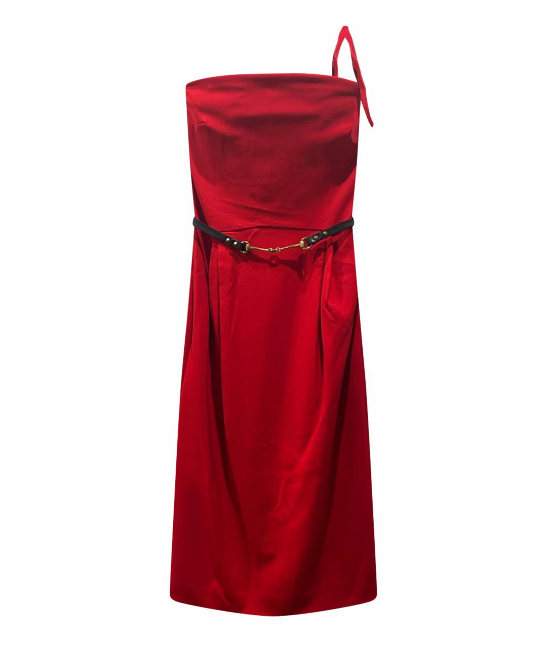 GUCCI Красное вискозное коктейльное платье, фото 1