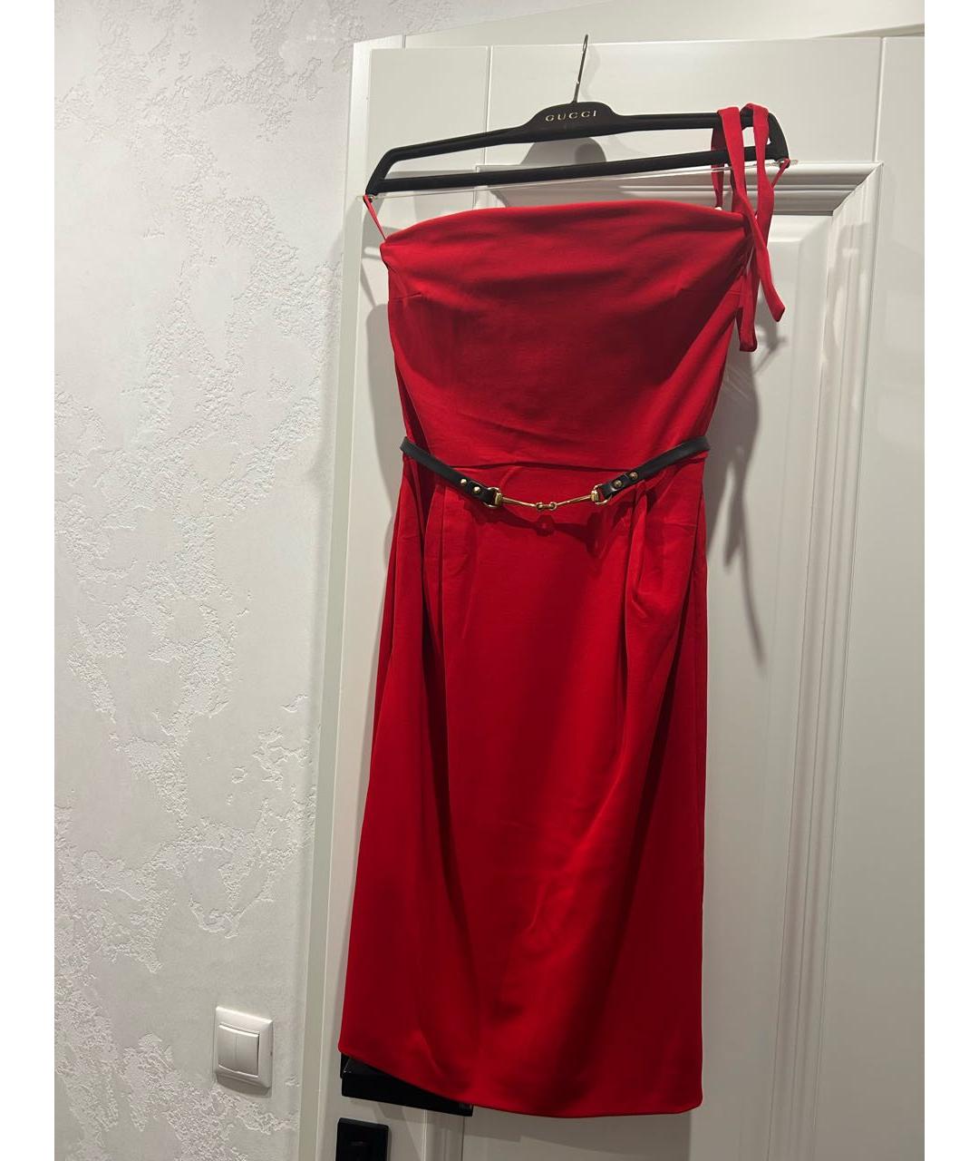 GUCCI Красное вискозное коктейльное платье, фото 5