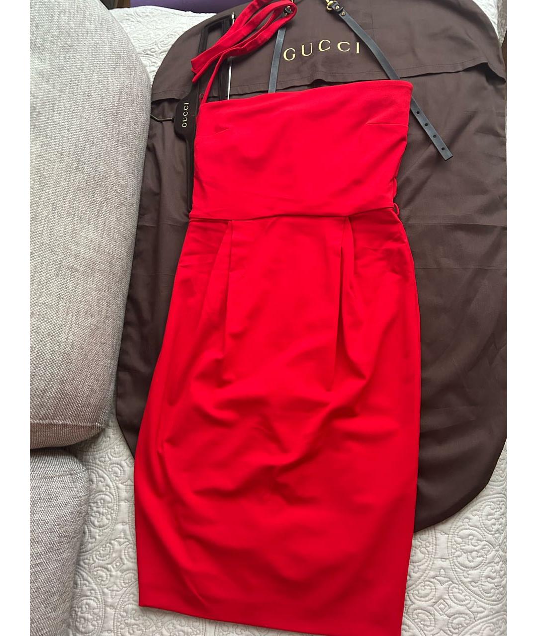 GUCCI Красное вискозное коктейльное платье, фото 3