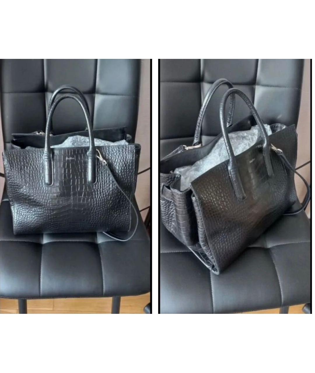 MAX MARA Черная кожаная сумка тоут, фото 5