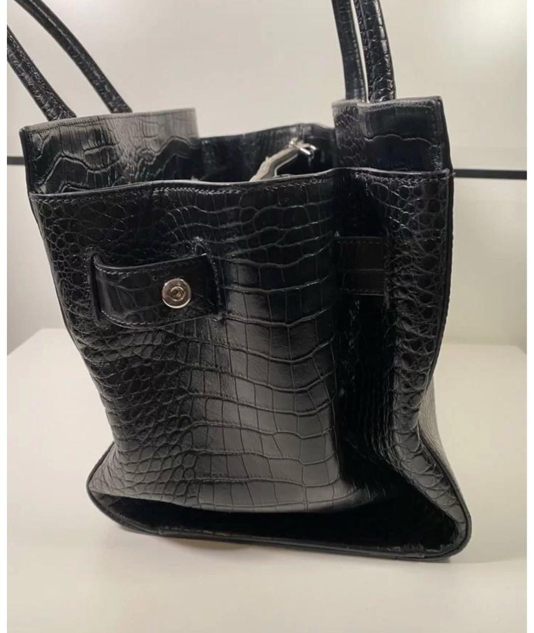 MAX MARA Черная кожаная сумка тоут, фото 2