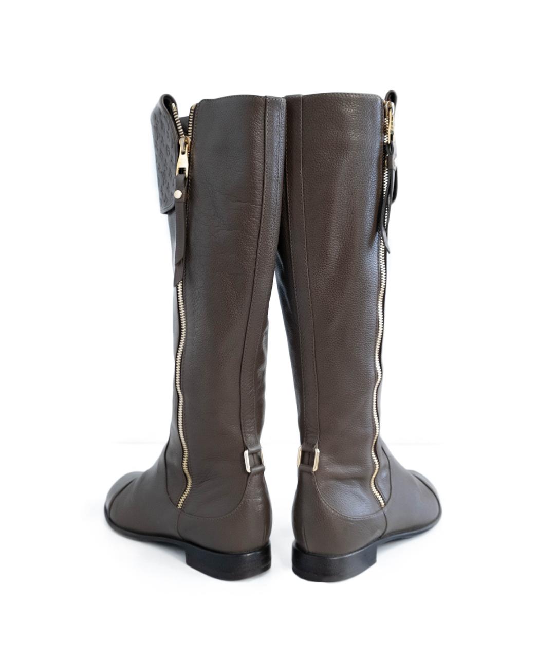 LOUIS VUITTON Коричневые кожаные сапоги, фото 5