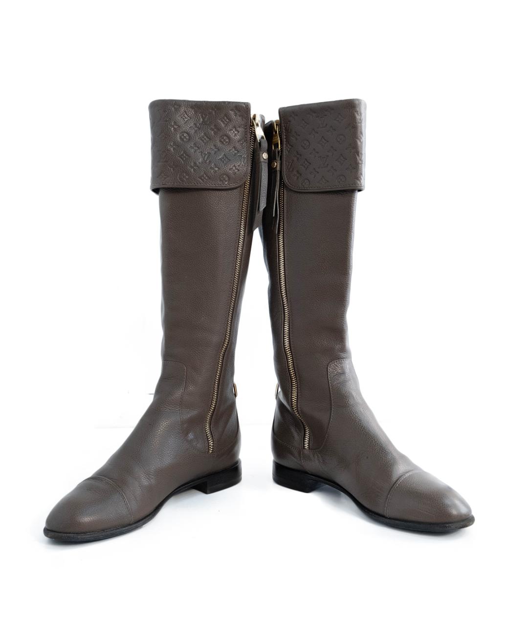 LOUIS VUITTON Коричневые кожаные сапоги, фото 4