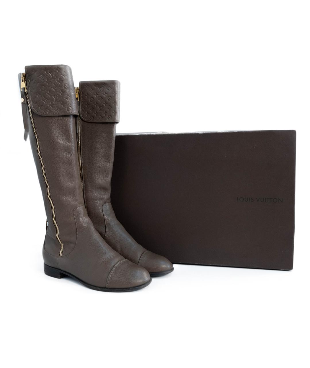 LOUIS VUITTON Коричневые кожаные сапоги, фото 6