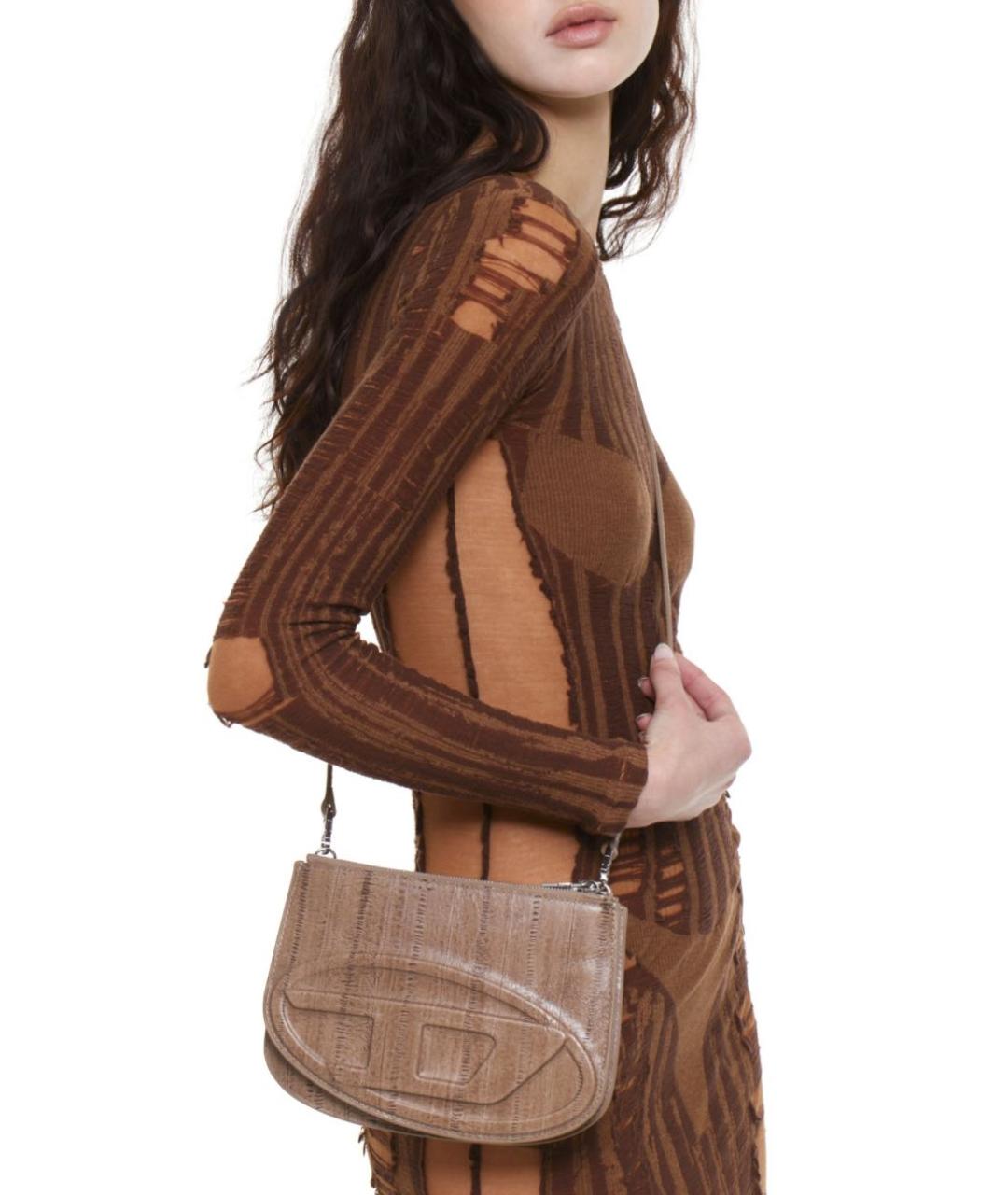 DIESEL Коричневая кожаная сумка через плечо, фото 3