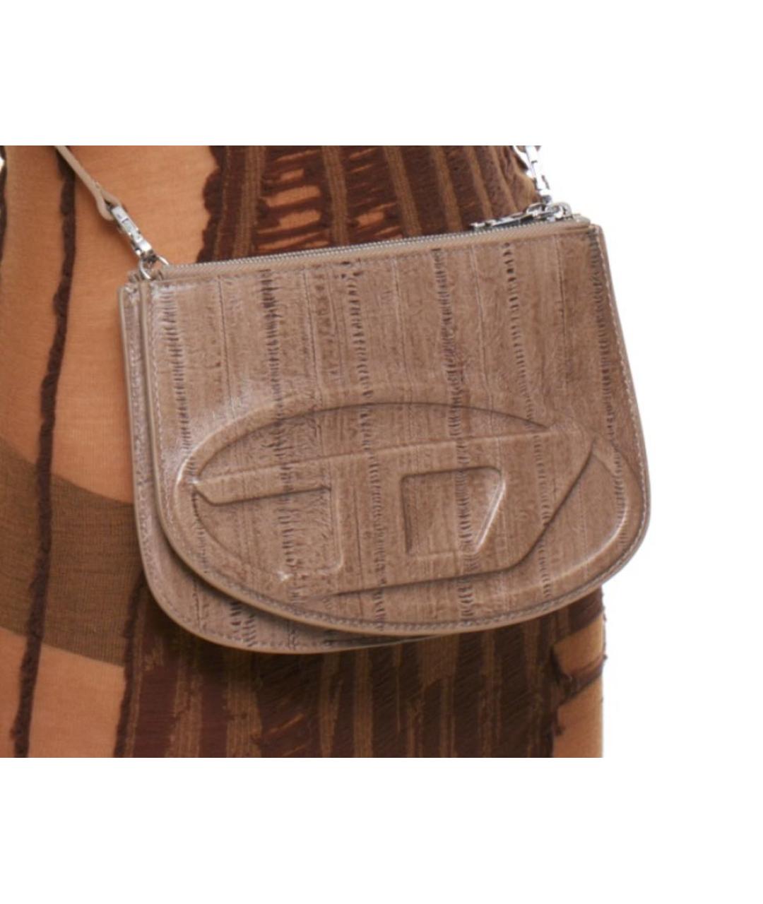 DIESEL Коричневая кожаная сумка через плечо, фото 4