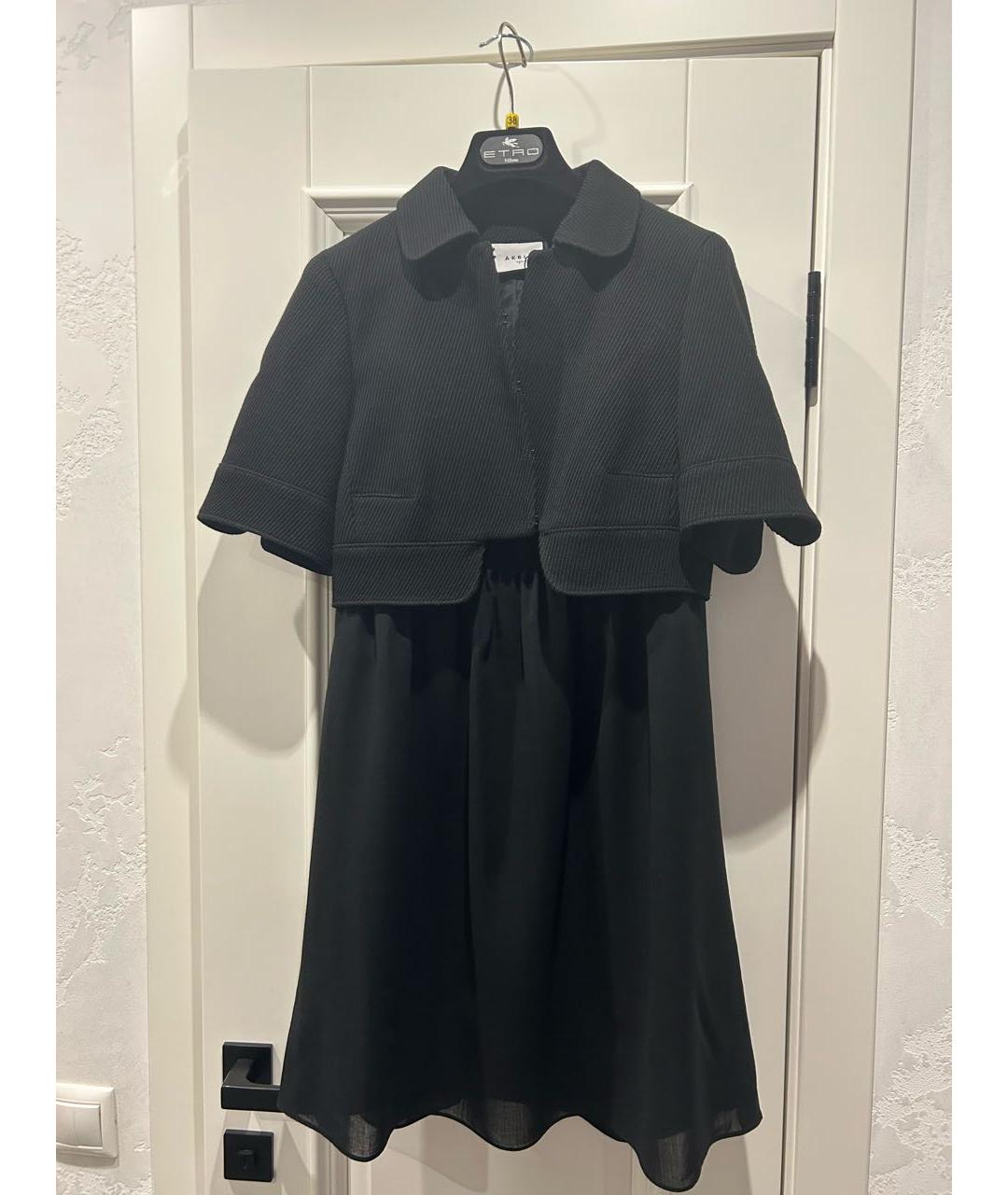 AKRIS Черное шерстяное коктейльное платье, фото 5