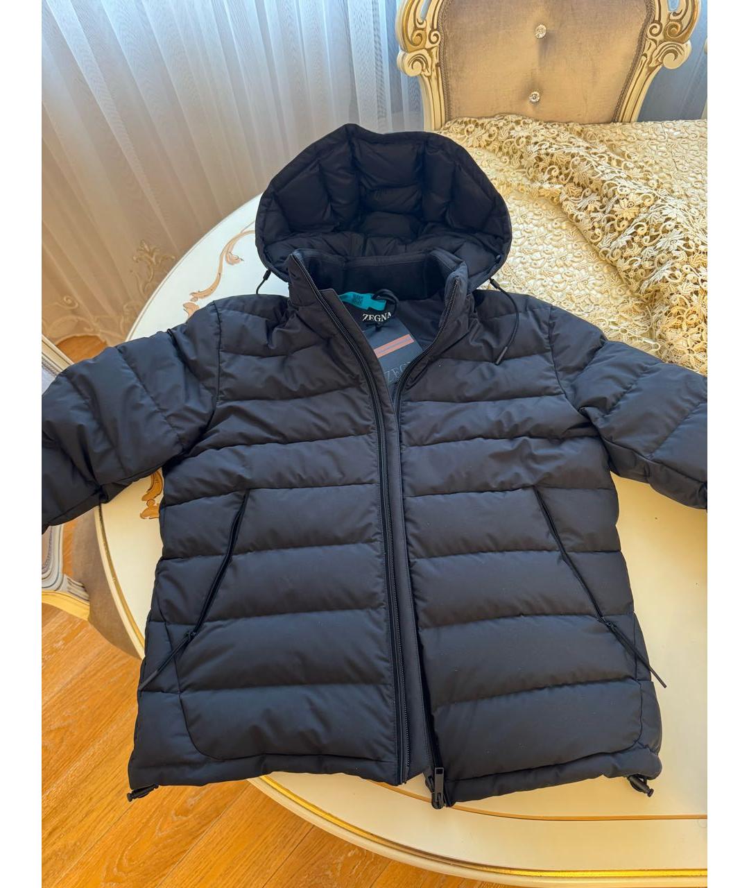 ZZEGNA Черный полиэстеровый пуховик, фото 2