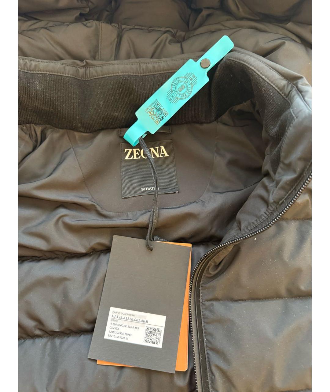 ZZEGNA Черный полиэстеровый пуховик, фото 4