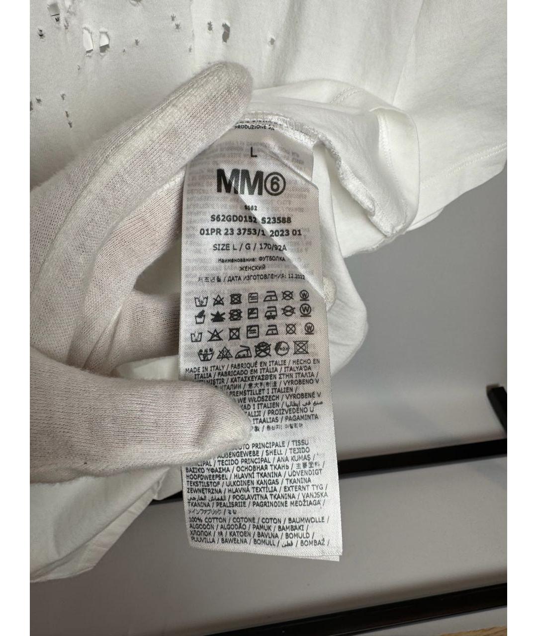 MM6 MAISON MARGIELA Белая хлопковая футболка, фото 7