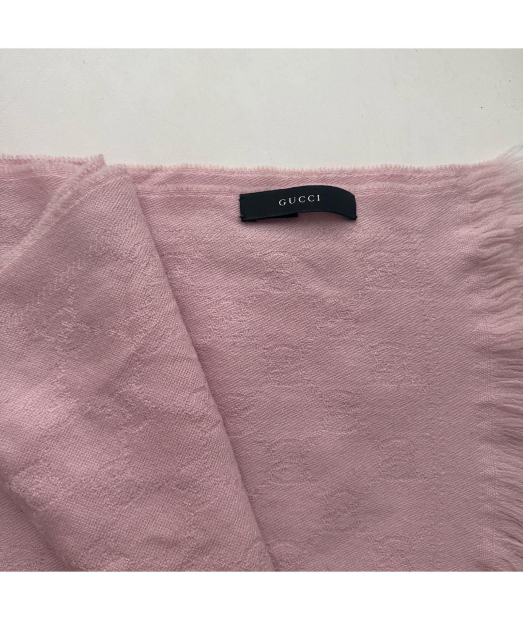 GUCCI Розовый шерстяной шарф, фото 3