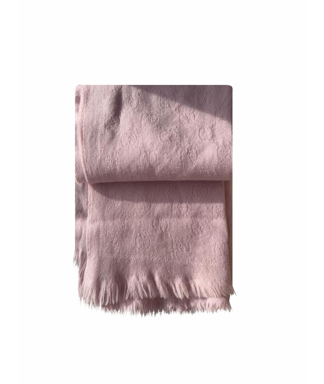 GUCCI Розовый шерстяной шарф, фото 1