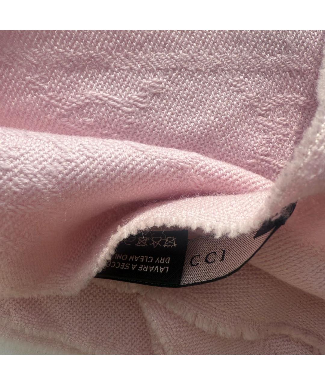 GUCCI Розовый шерстяной шарф, фото 4