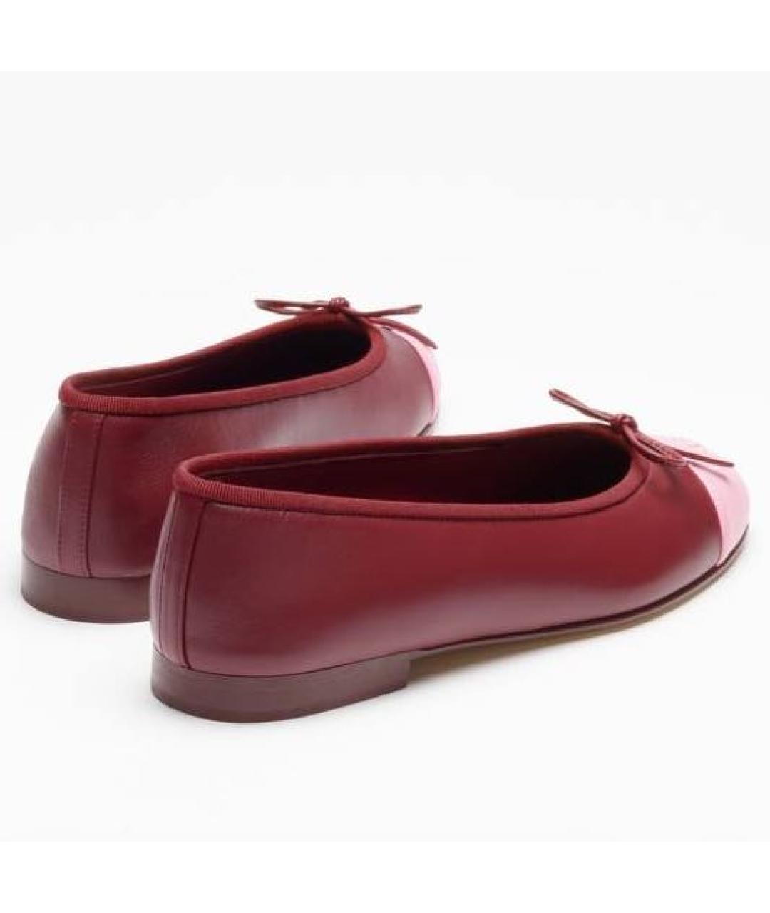CHANEL Бордовые кожаные балетки, фото 3