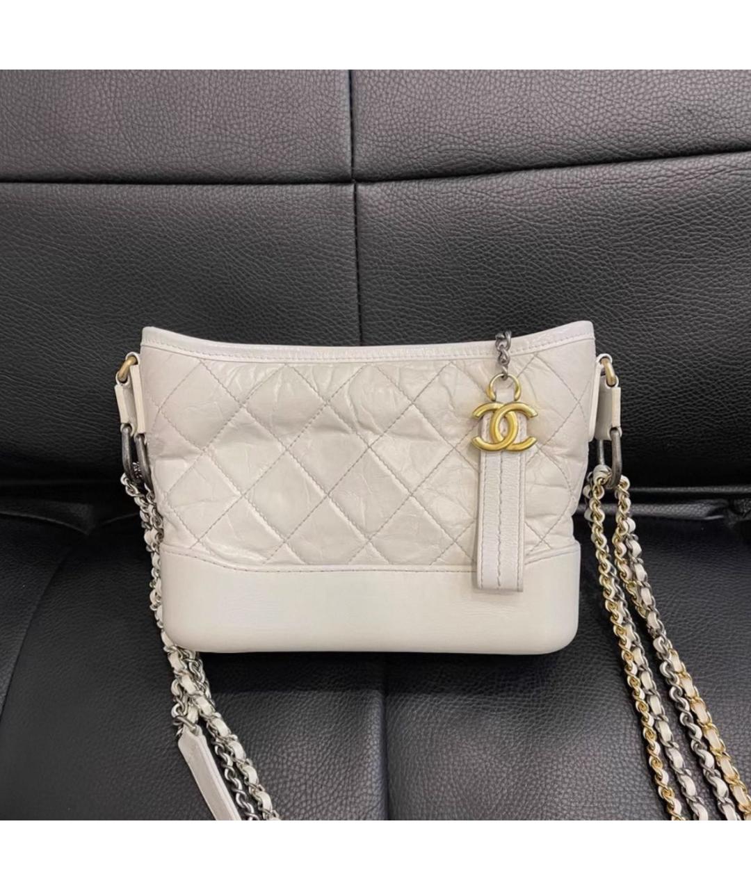 CHANEL Белая кожаная сумка через плечо, фото 3