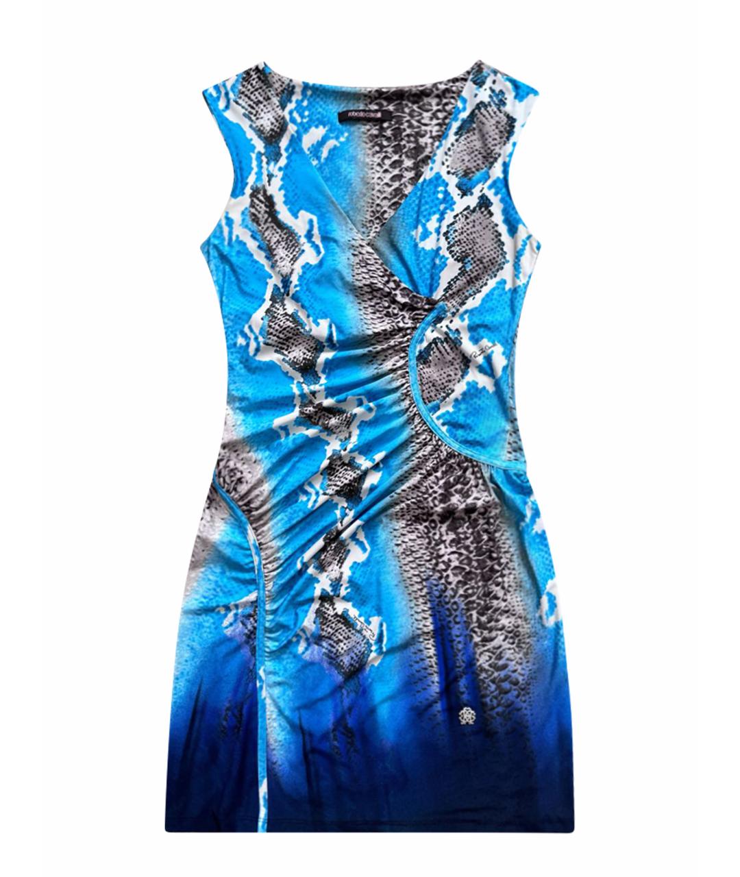 ROBERTO CAVALLI Бирюзовое вискозное коктейльное платье, фото 1