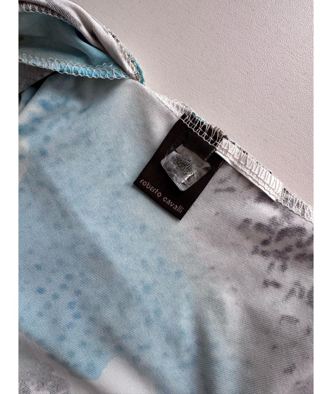 ROBERTO CAVALLI Бирюзовое вискозное коктейльное платье, фото 7
