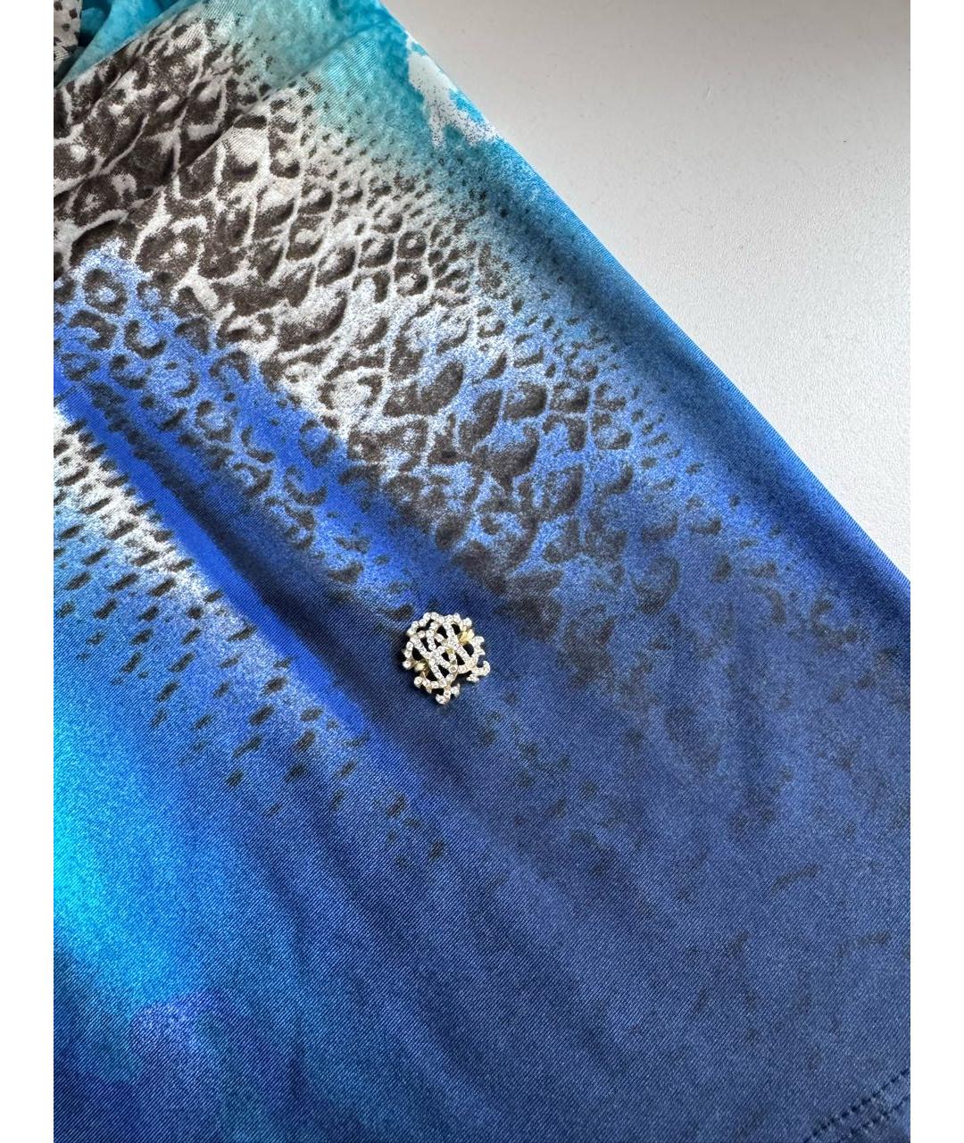 ROBERTO CAVALLI Бирюзовое вискозное коктейльное платье, фото 6