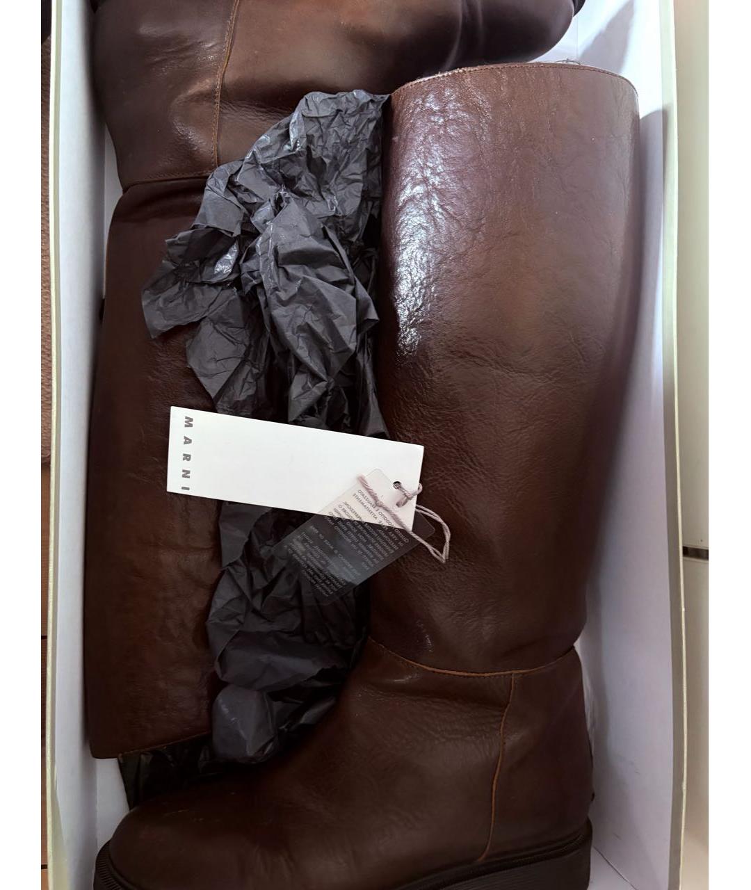 MARNI Коричневые кожаные сапоги, фото 6