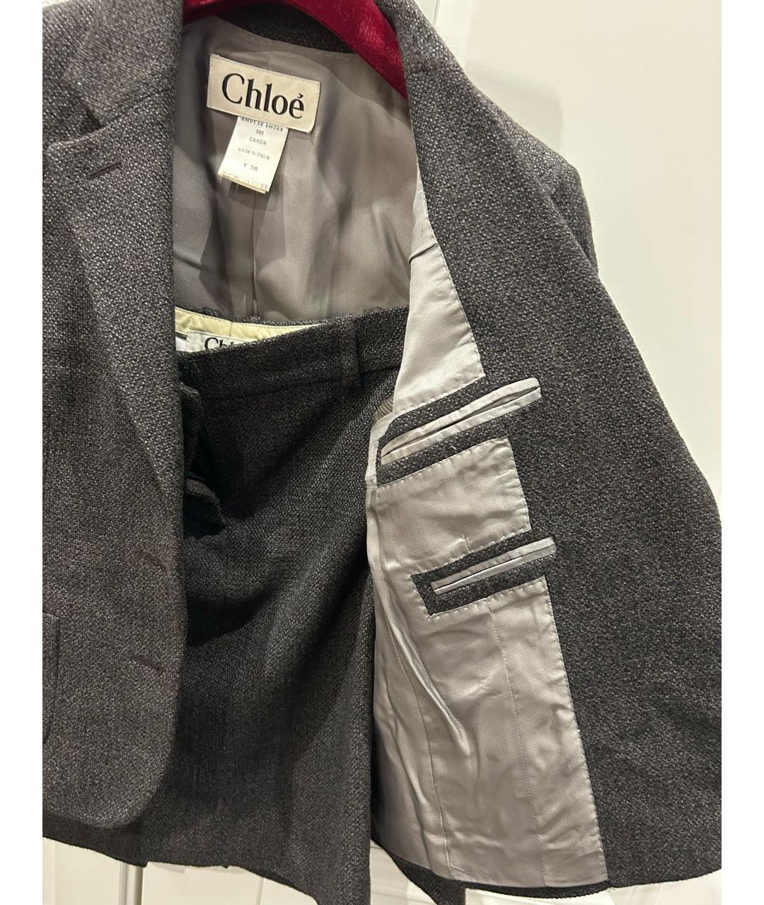 CHLOE Коричневый шерстяной костюм с юбками, фото 2