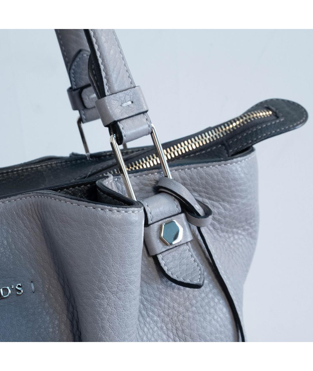 TOD'S Серая кожаная сумка тоут, фото 5