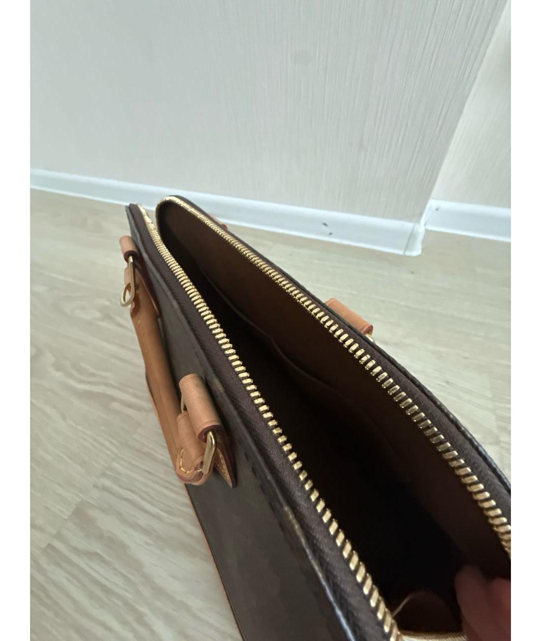 LOUIS VUITTON Коричневая кожаная сумка с короткими ручками, фото 4