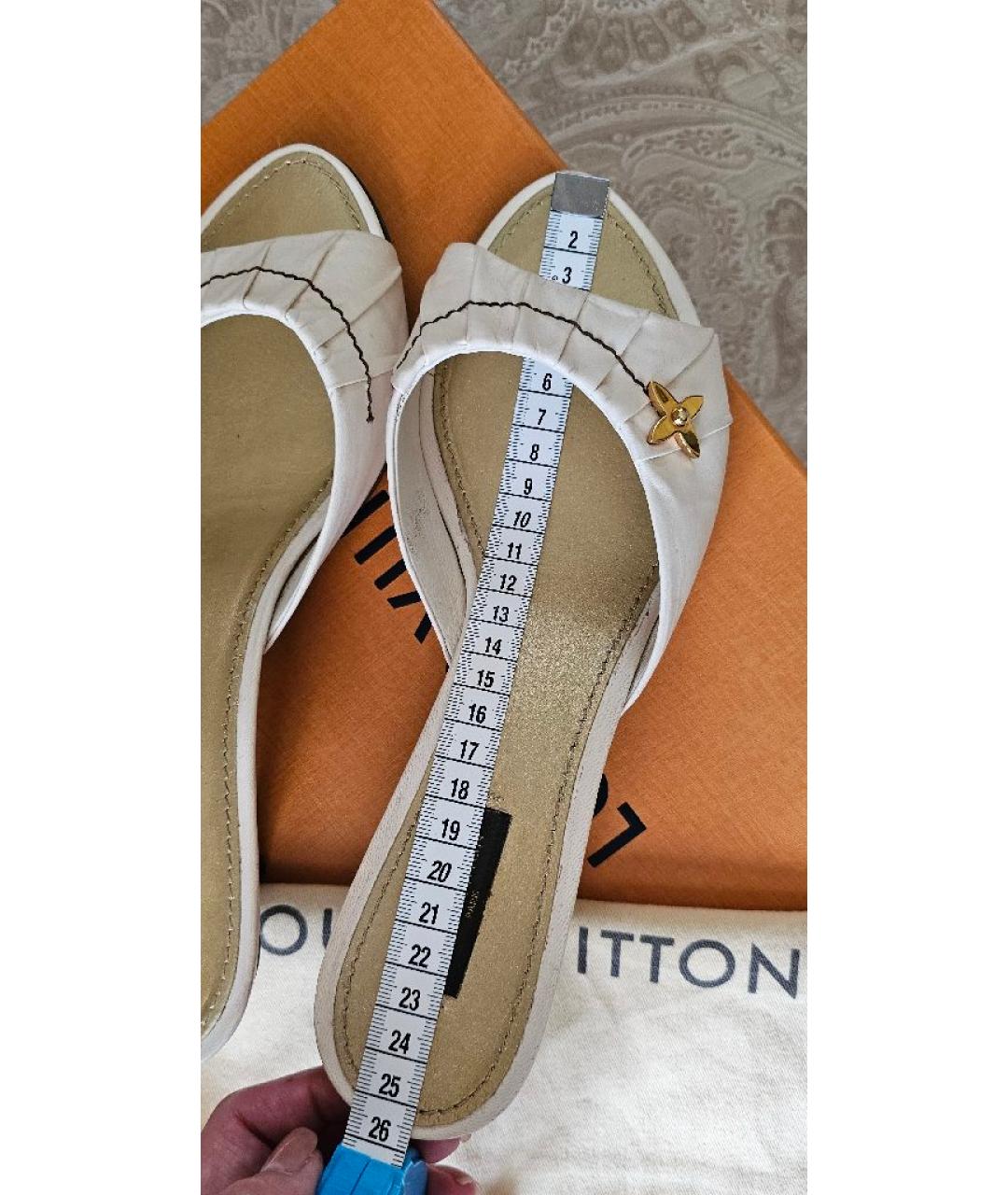 LOUIS VUITTON Бежевые кожаные мюли, фото 9