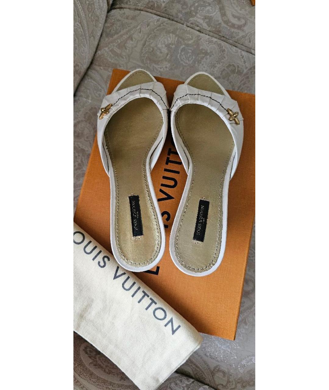 LOUIS VUITTON Бежевые кожаные мюли, фото 3