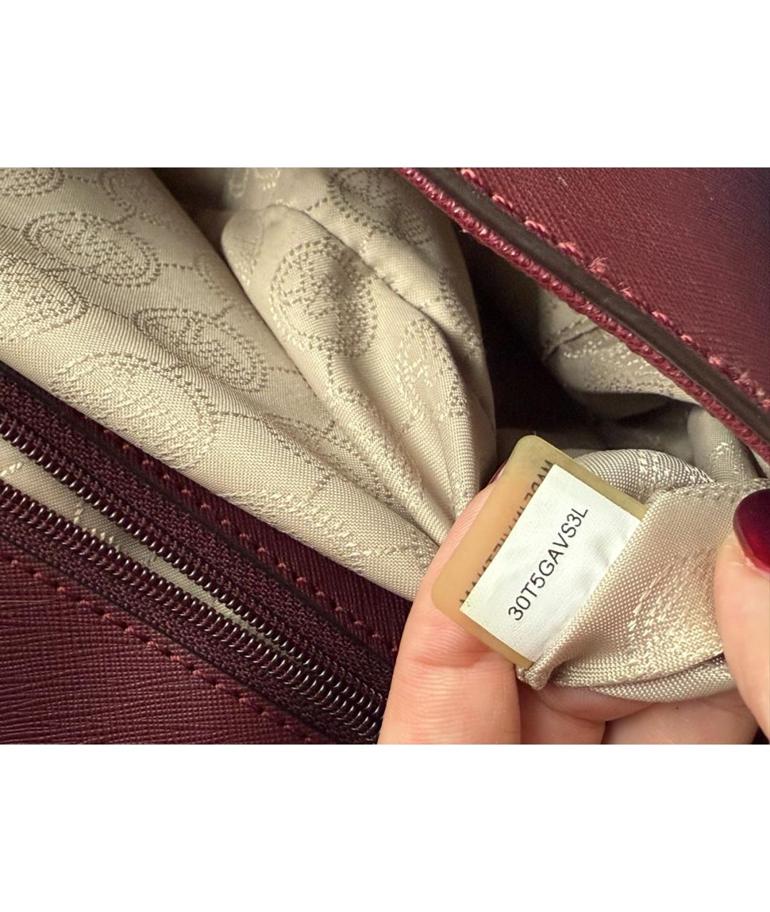 MICHAEL KORS Бордовая кожаная сумка с короткими ручками, фото 5