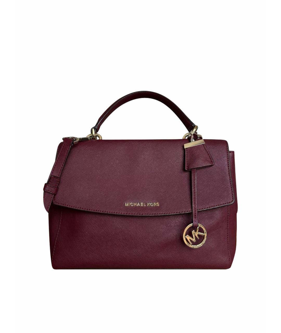 MICHAEL KORS Бордовая кожаная сумка с короткими ручками, фото 1