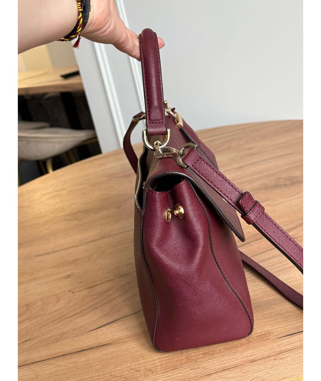 MICHAEL KORS Бордовая кожаная сумка с короткими ручками, фото 2