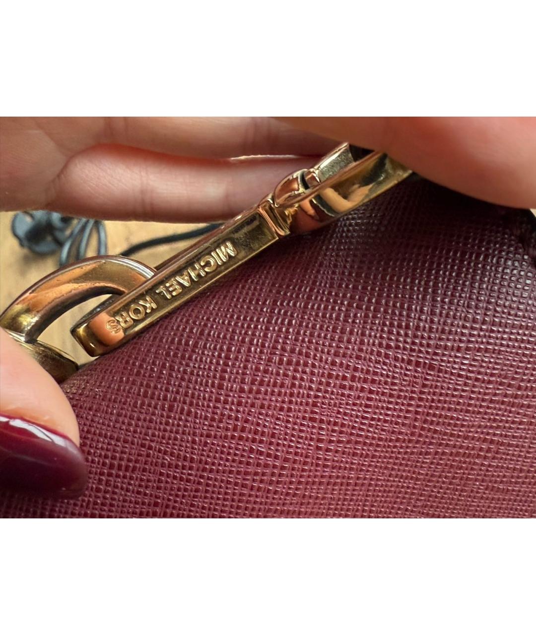MICHAEL KORS Бордовая кожаная сумка с короткими ручками, фото 6
