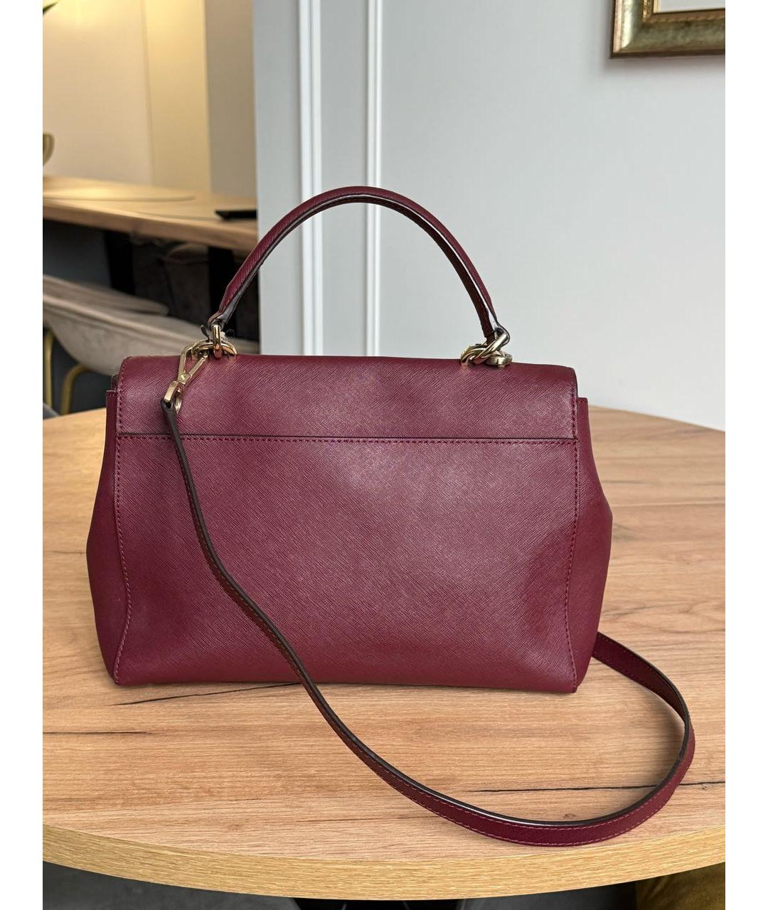 MICHAEL KORS Бордовая кожаная сумка с короткими ручками, фото 3