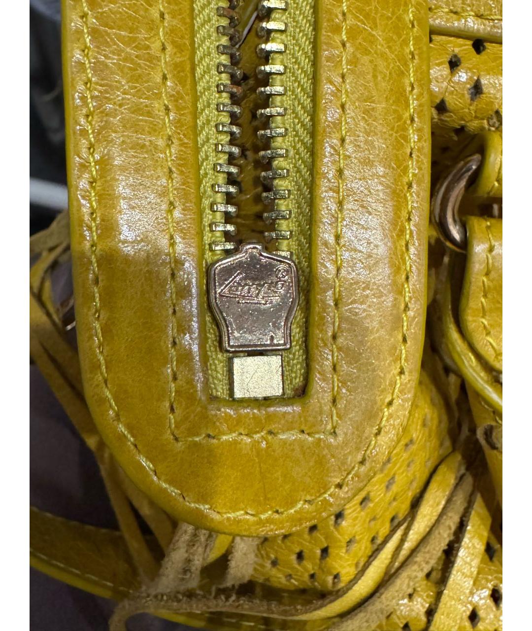 BALENCIAGA Желтая кожаная сумка через плечо, фото 5