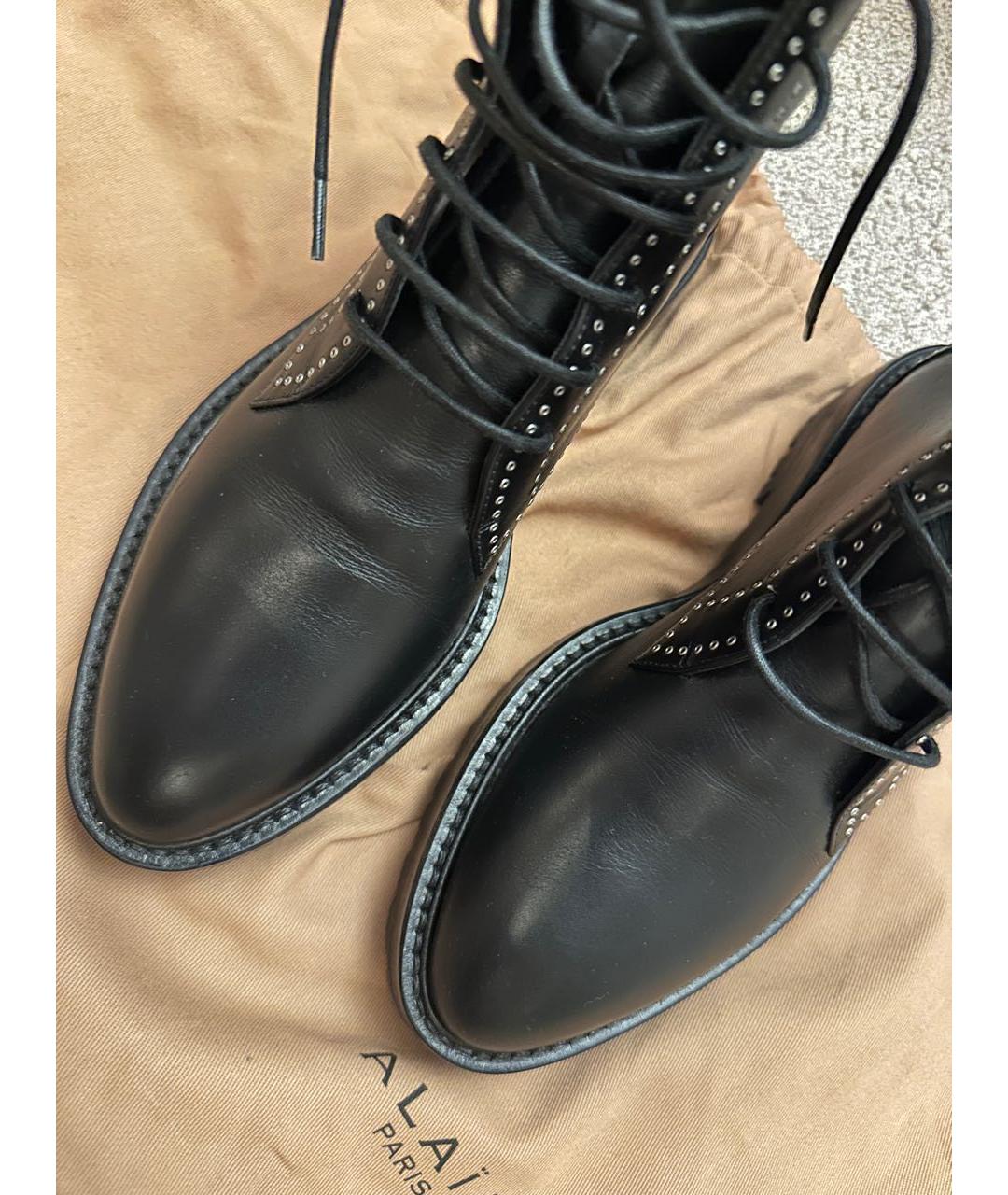 ALAIA Черные кожаные ботинки, фото 3