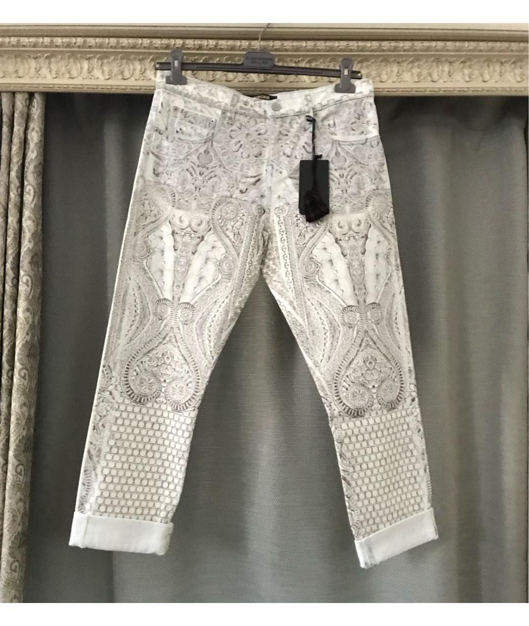 ROBERTO CAVALLI Белые хлопковые прямые джинсы, фото 6