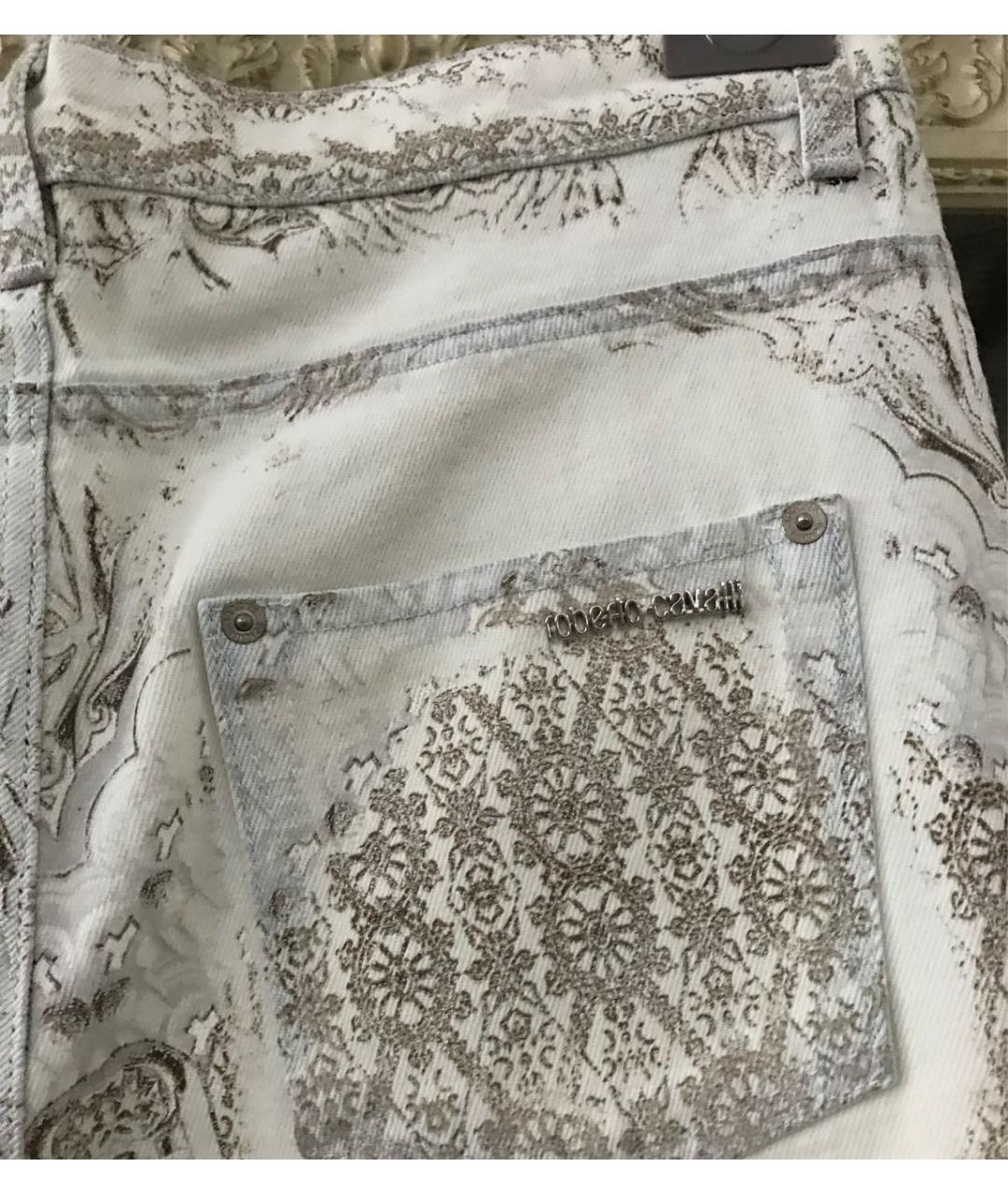 ROBERTO CAVALLI Белые хлопковые прямые джинсы, фото 7