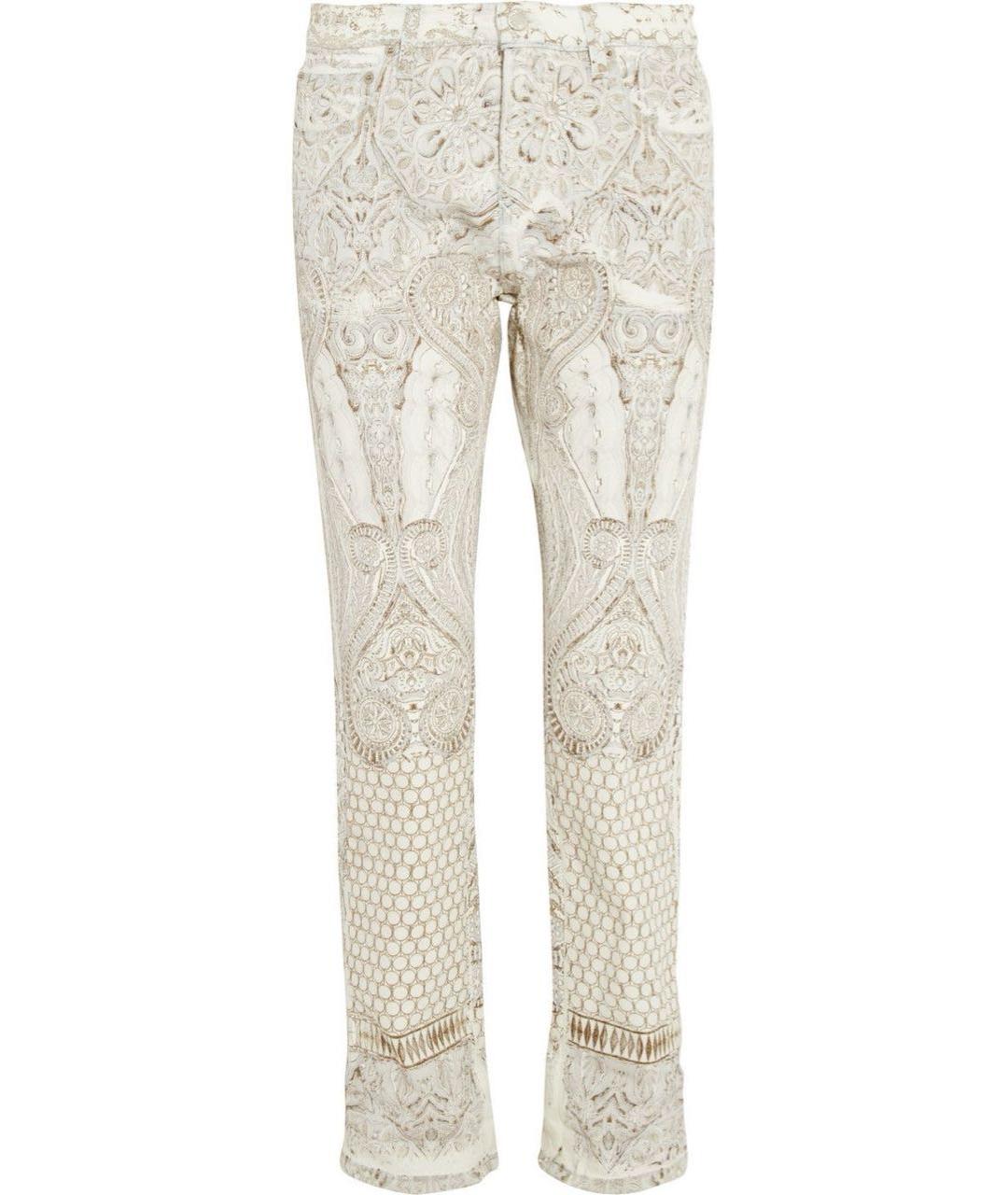 ROBERTO CAVALLI Белые хлопковые прямые джинсы, фото 9