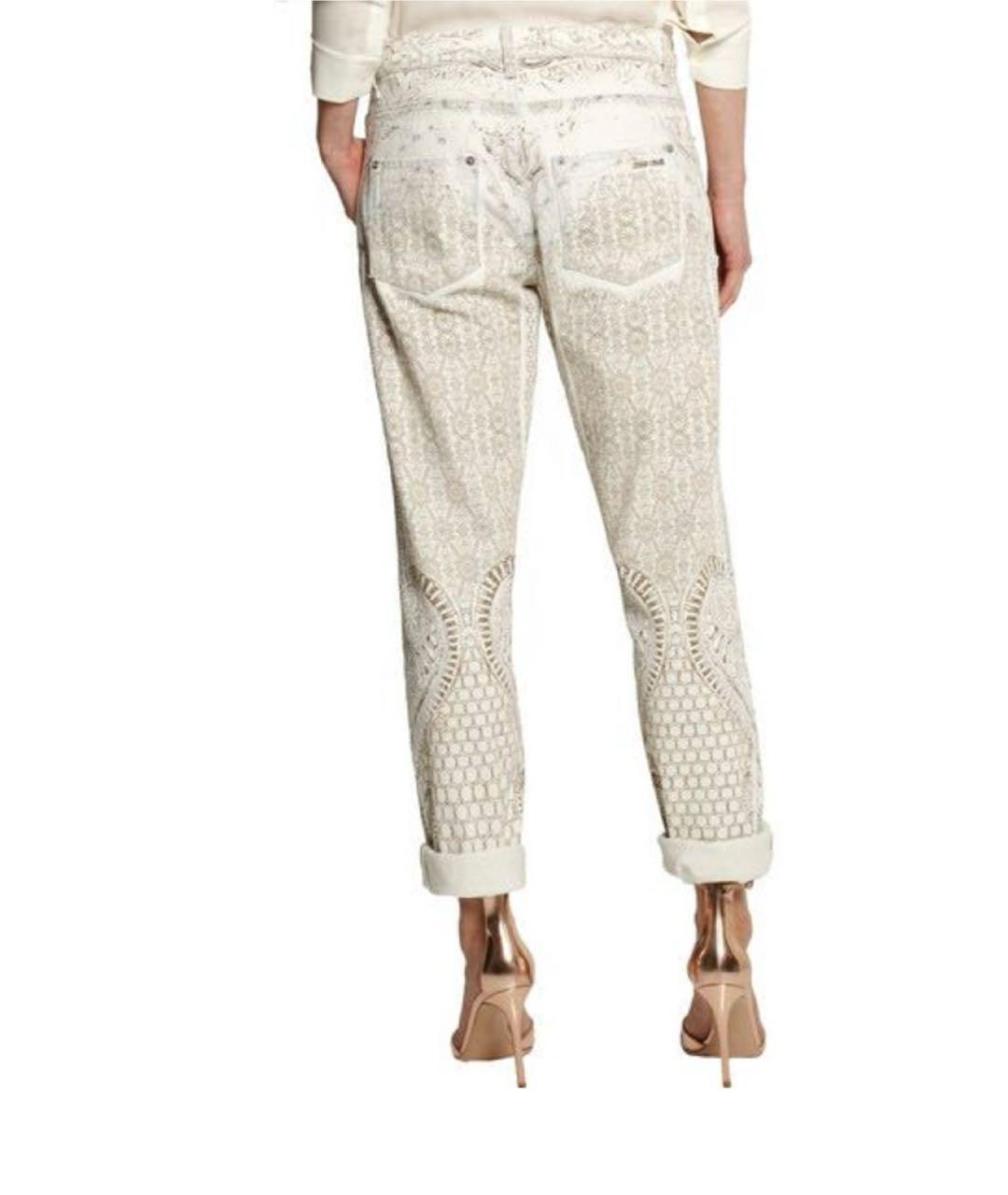 ROBERTO CAVALLI Белые хлопковые прямые джинсы, фото 3