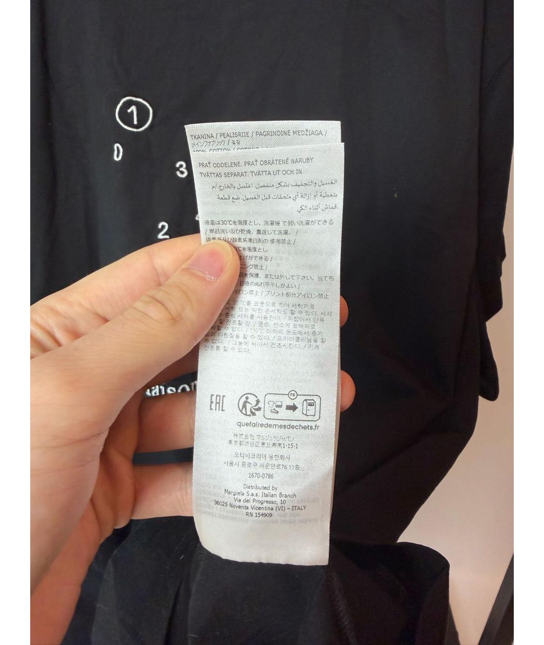 MAISON MARGIELA Черная хлопковая футболка, фото 7