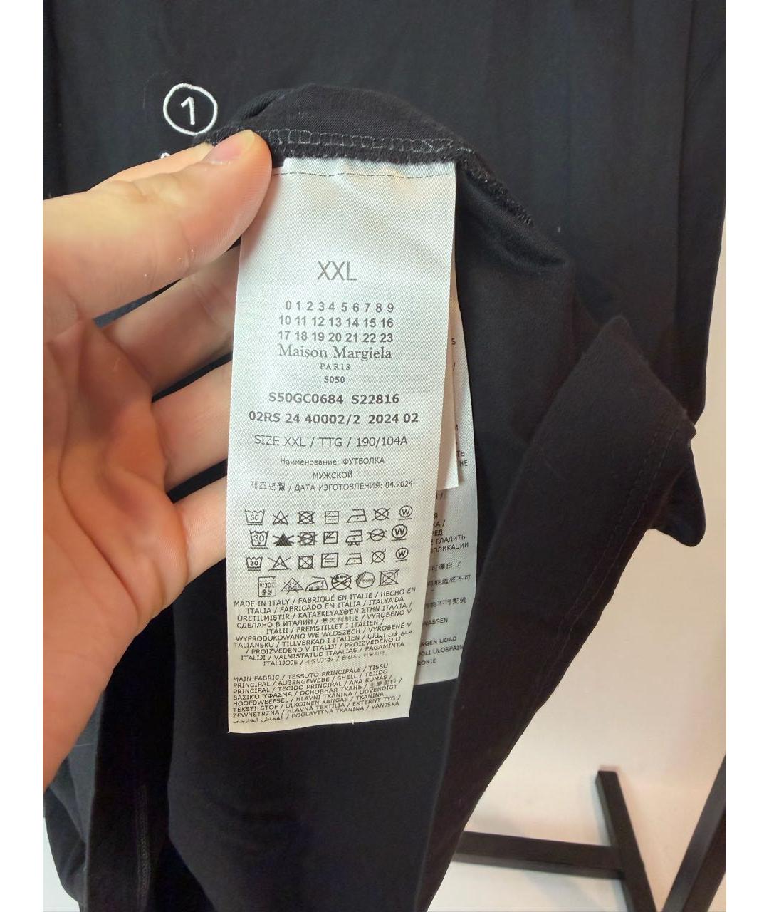 MAISON MARGIELA Черная хлопковая футболка, фото 6