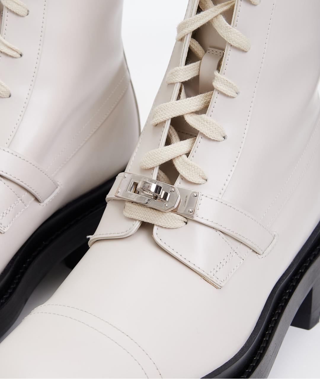 HERMES Белые кожаные ботинки, фото 5