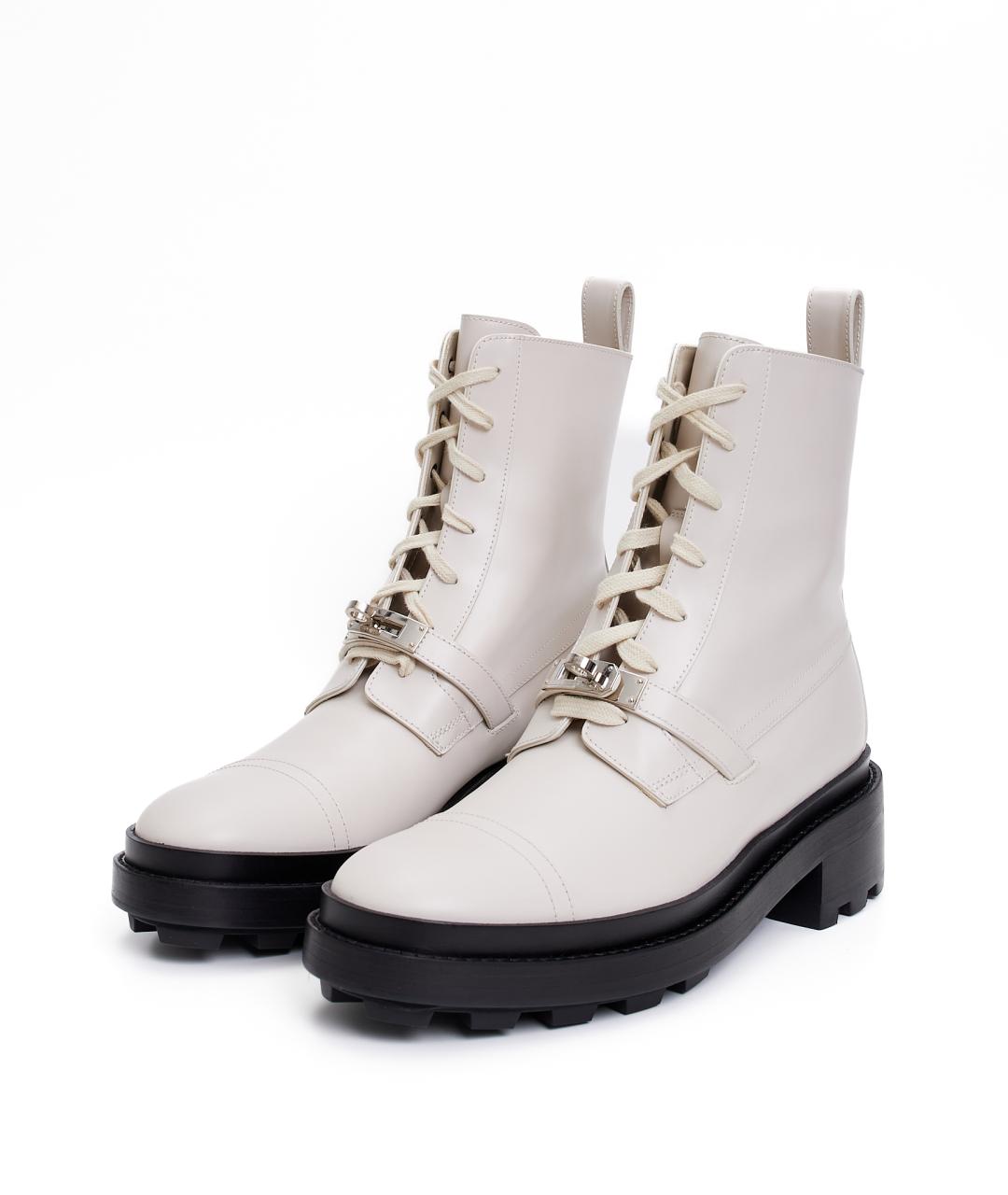 HERMES Белые кожаные ботинки, фото 6